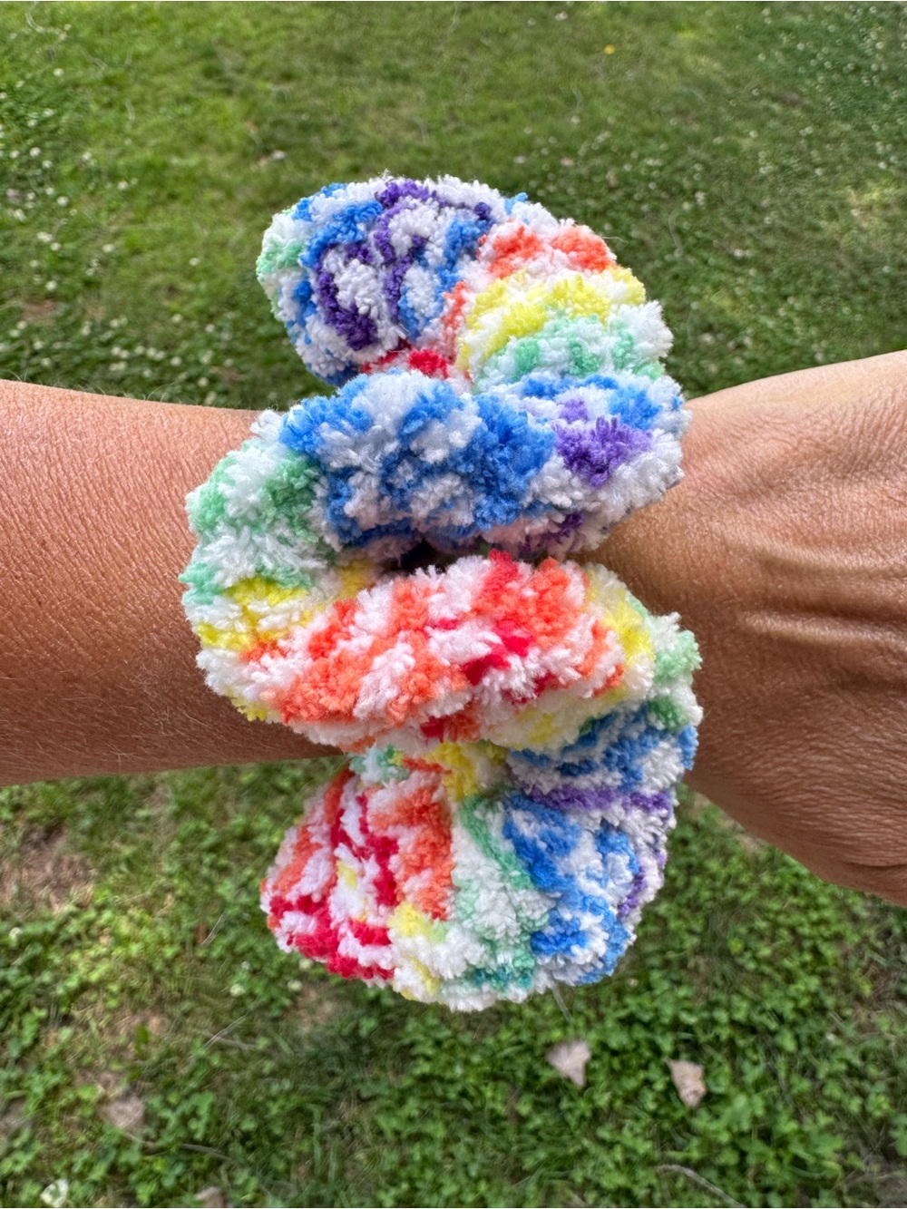 Colorful Large Fluffy Rainbow Scrunchie NEW!